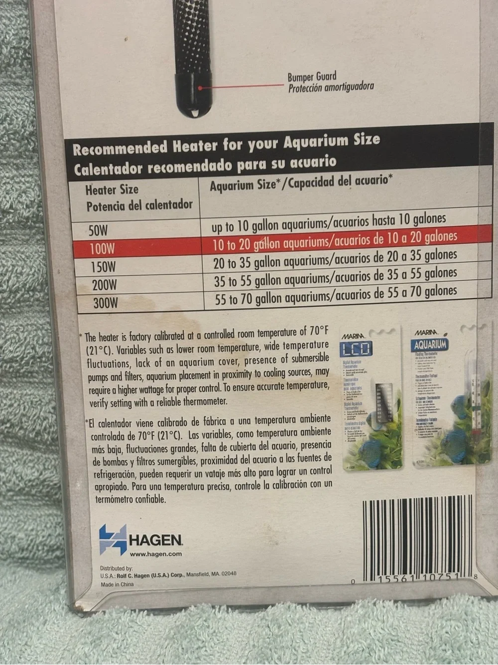 Elite 100W Black Submersible Aquarium Heater Adjustable Thermostat 10-20GAL. NEW